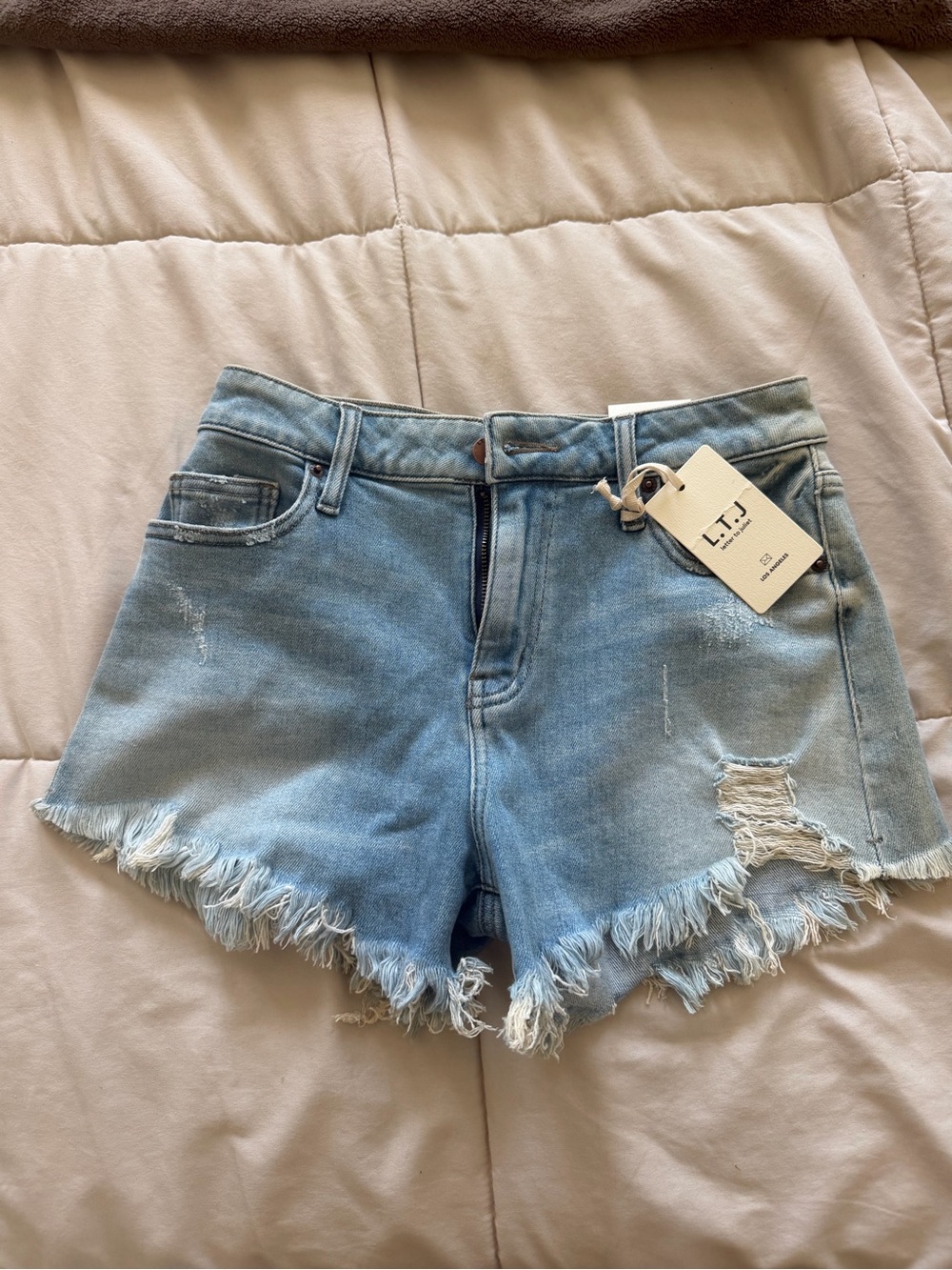Light Blue Distressed Denim Women's Shorts